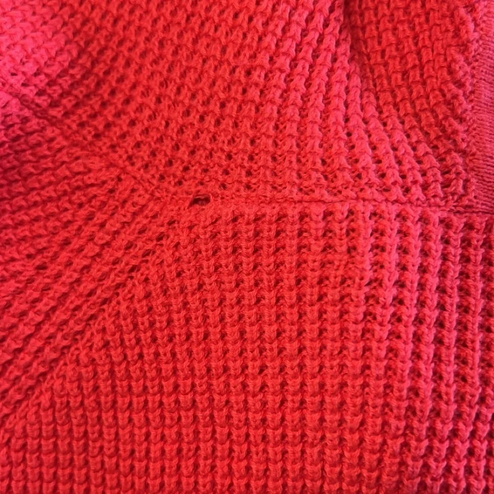 Lauren Ralph Lauren Hooded Waffle Knit Sweater Top Shirt Orange  Sz Small Petite
